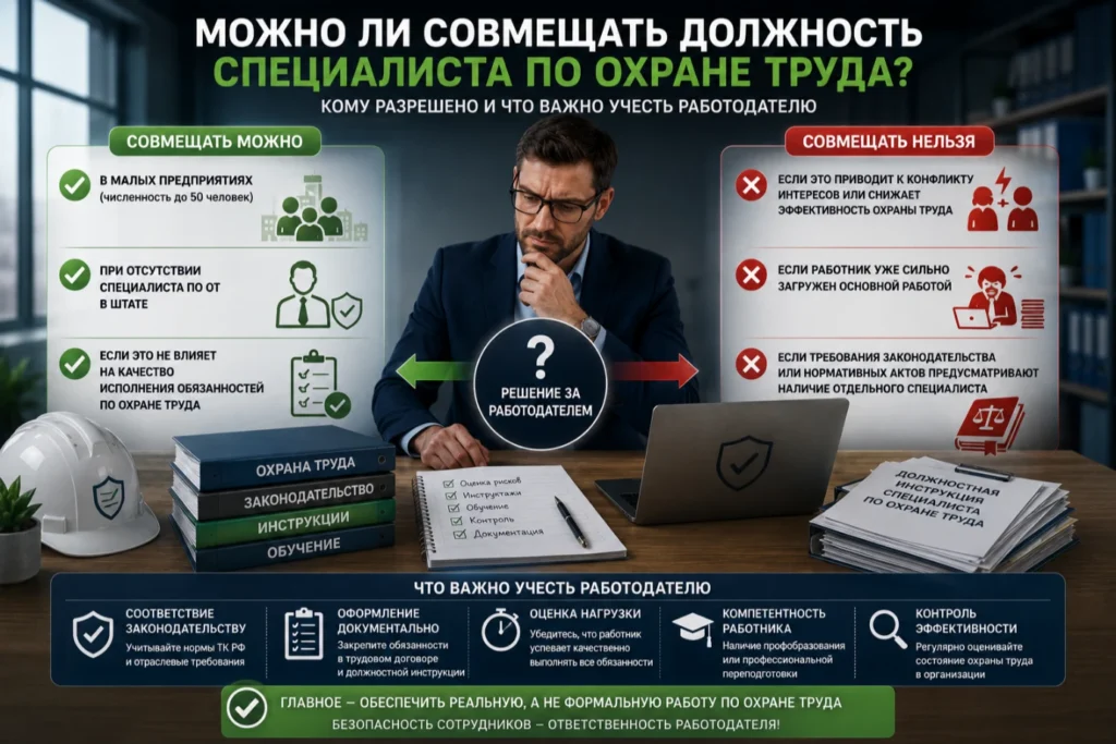 Можно ли совмещать должность специалиста по охране труда: кому разрешено и что важно учесть работодателю