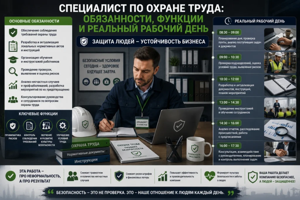 Что делает специалист по охране труда: обязанности, функции и рабочий день